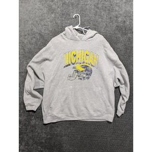 Michigan Wolverines Football Helmet Hoodie Pullover Gray NCAA By KAING 2XL